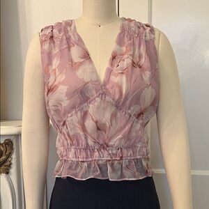 Steve Madden sheer sleeveless floral blouse.  Size L. NWT.